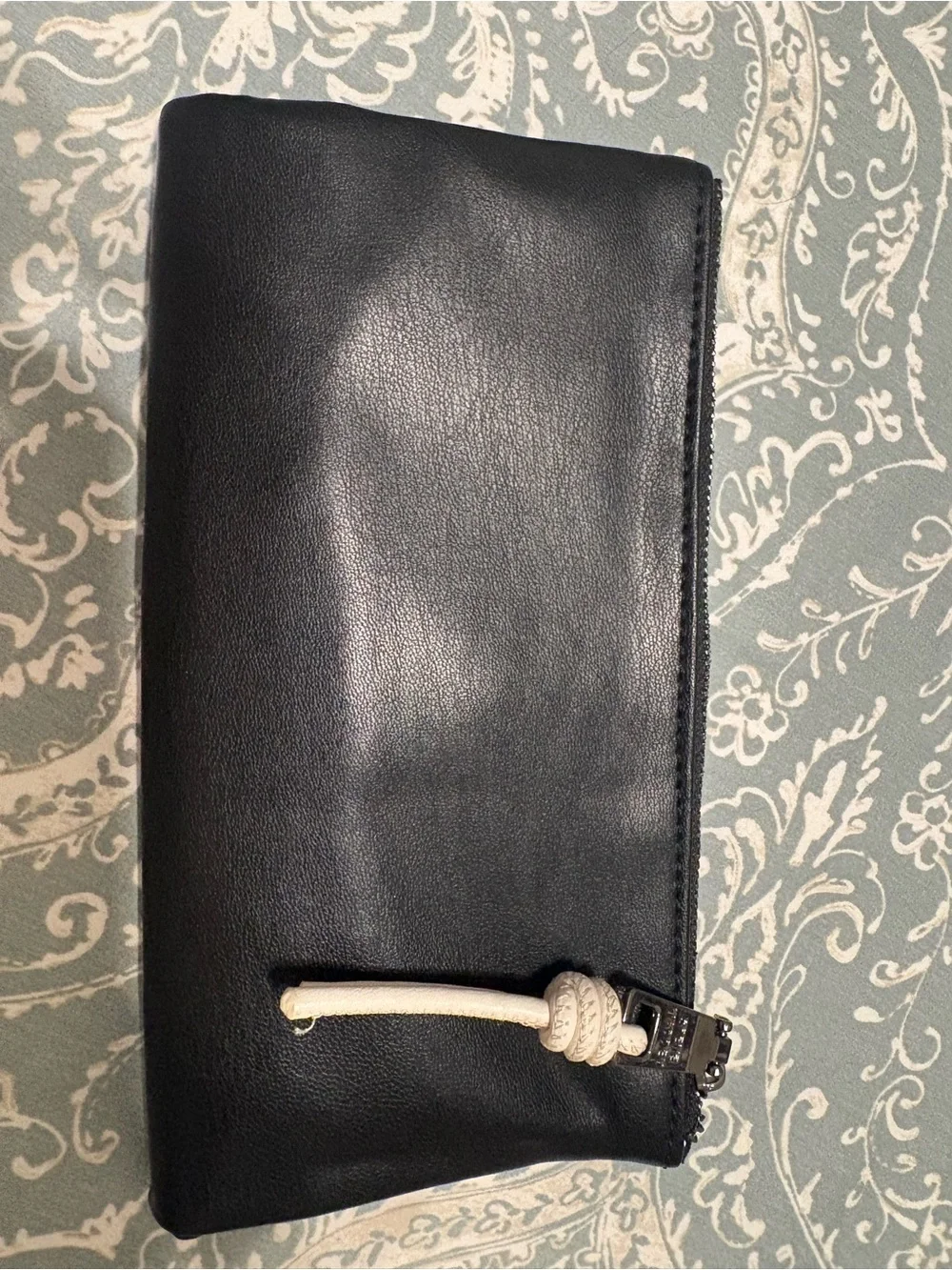Steve Madden Black Leather Zip-Around Wristlet Clutch